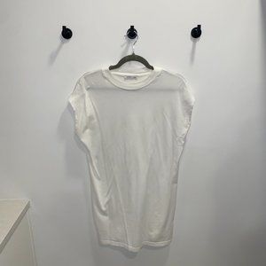 Zara T-Shirt White Cotton Dress Sleeveless Med